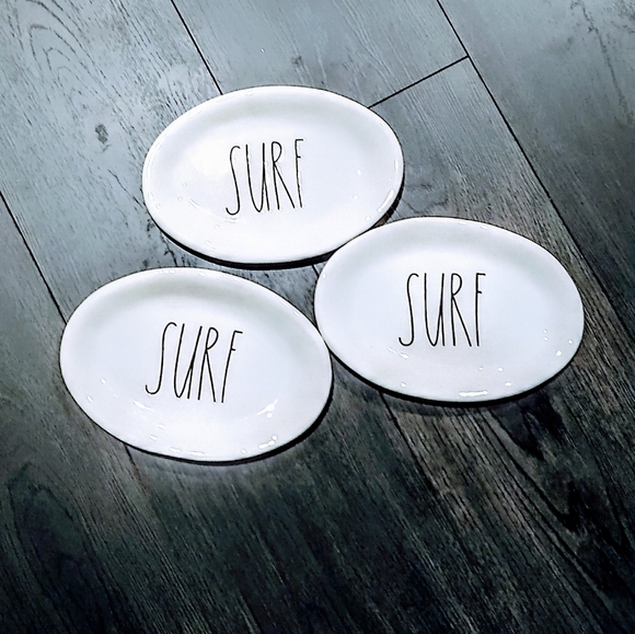 HARD TO FIND RAE DUNN VINTAGE SURF OVAL PLATE VINTAGE STYLE FARMHOUSE LETTERS